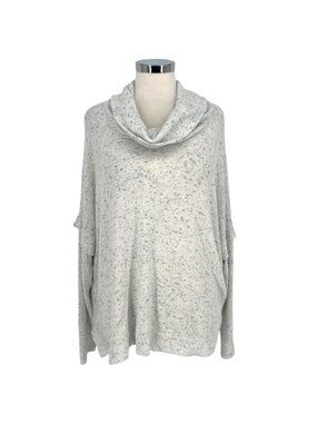 Postmark Anthropologie Lassen Cowl Neck Pullover Sweater Ivory Blue Size Large